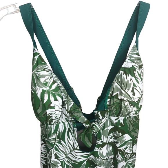 VIGOSS Green Palm Tree One Piece Swimsuit Cut Out Open Back Slimming Large - Picture 5 of 9